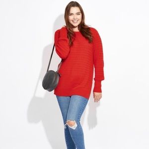 PACT Rescue Red Organic Cotton Cable Knit Sweater